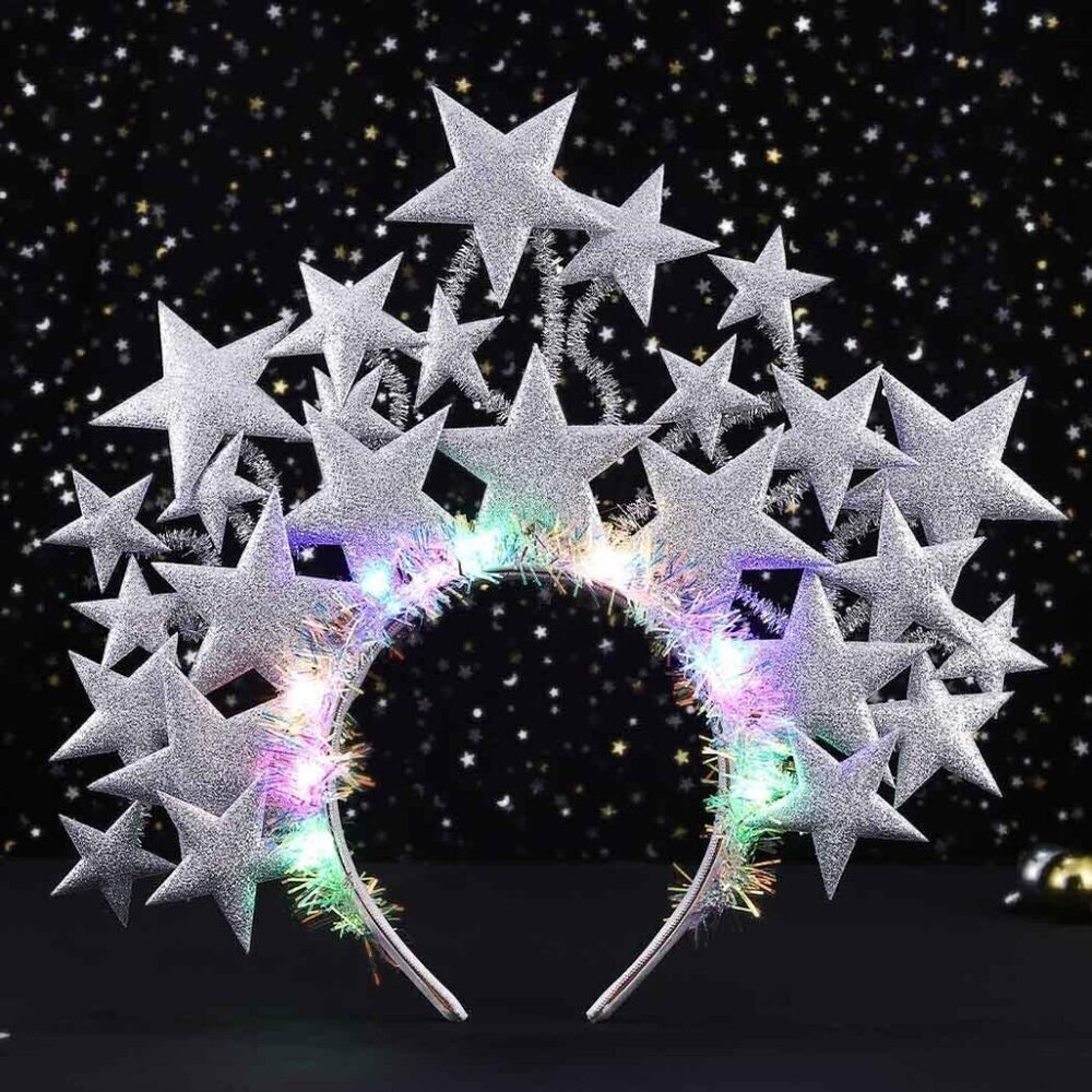 Light Up Stars Headband Women Sparkly LED Nightclub Rave Party Costume
